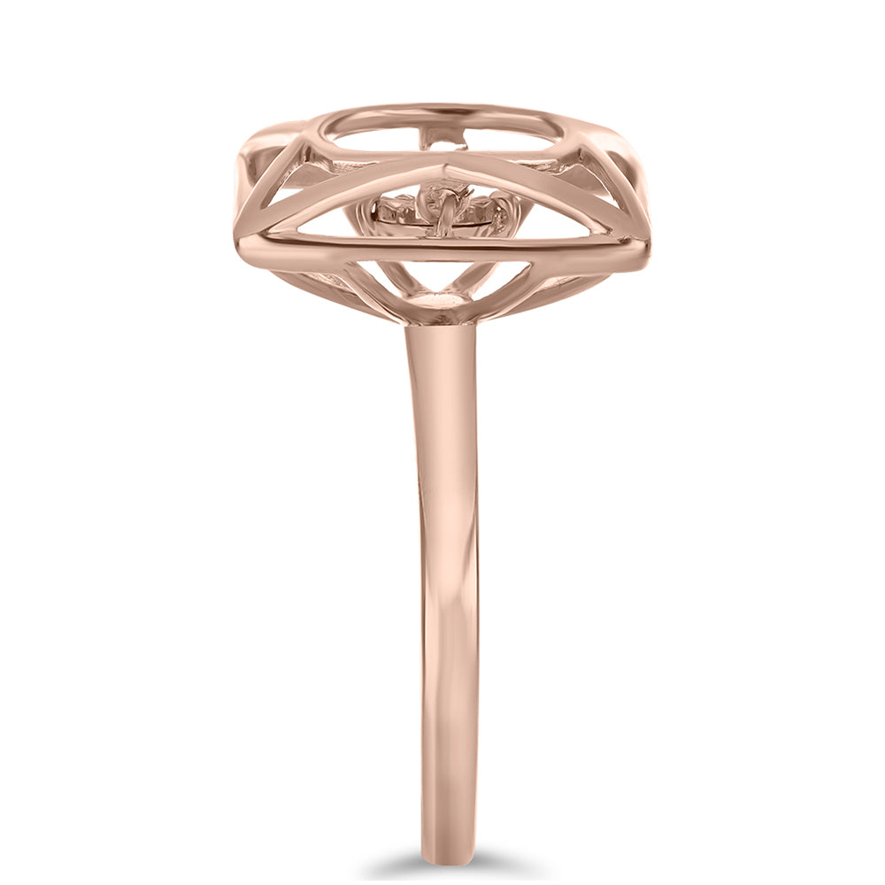 Anillo de Plata Bañada en Oro Rosa con Diamante Rosa Danzantes