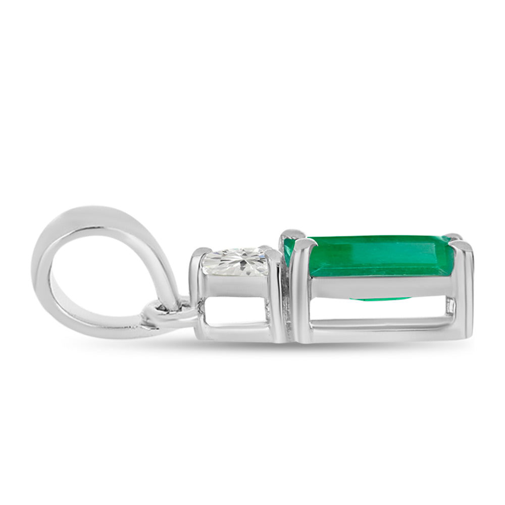 Colgante de Plata con Esmeralda de Brasil y Topacio Blanco