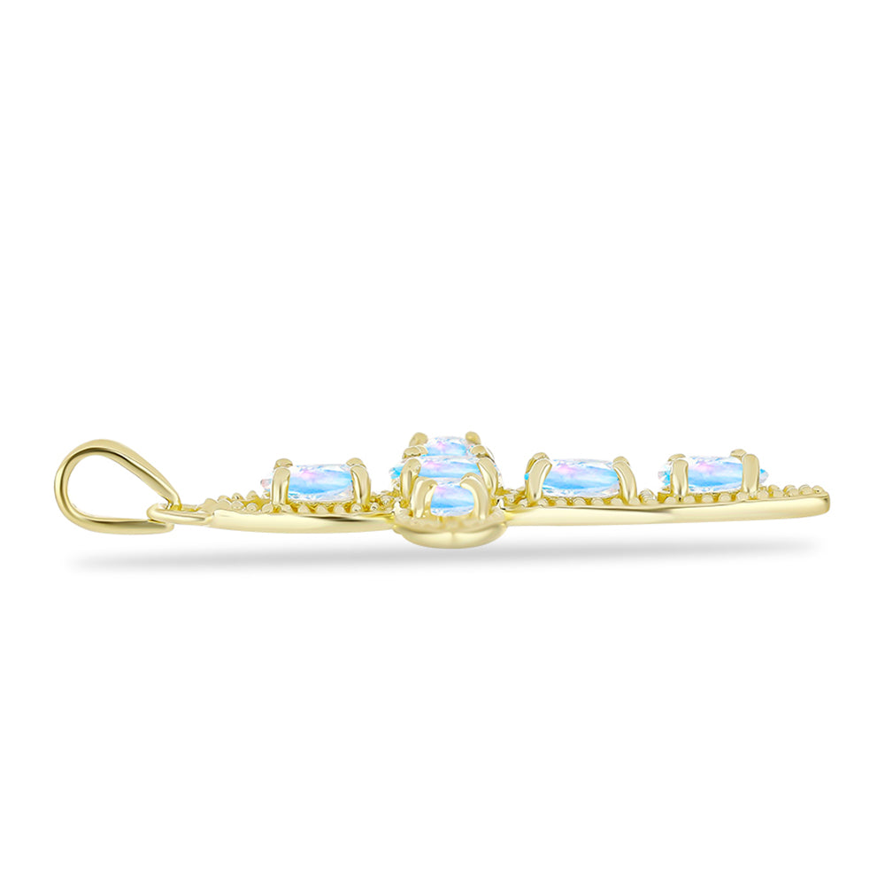 Cruz Colgante de Plata Bañada en Oro con Piedra Lunar Arco Iris 2