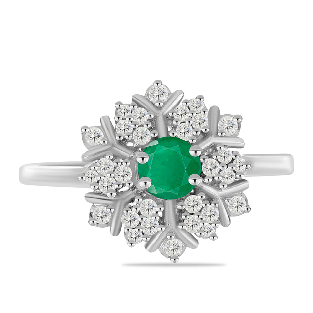 Anillo de Plata con Esmeralda de Brasil y Topacio Blanco 1