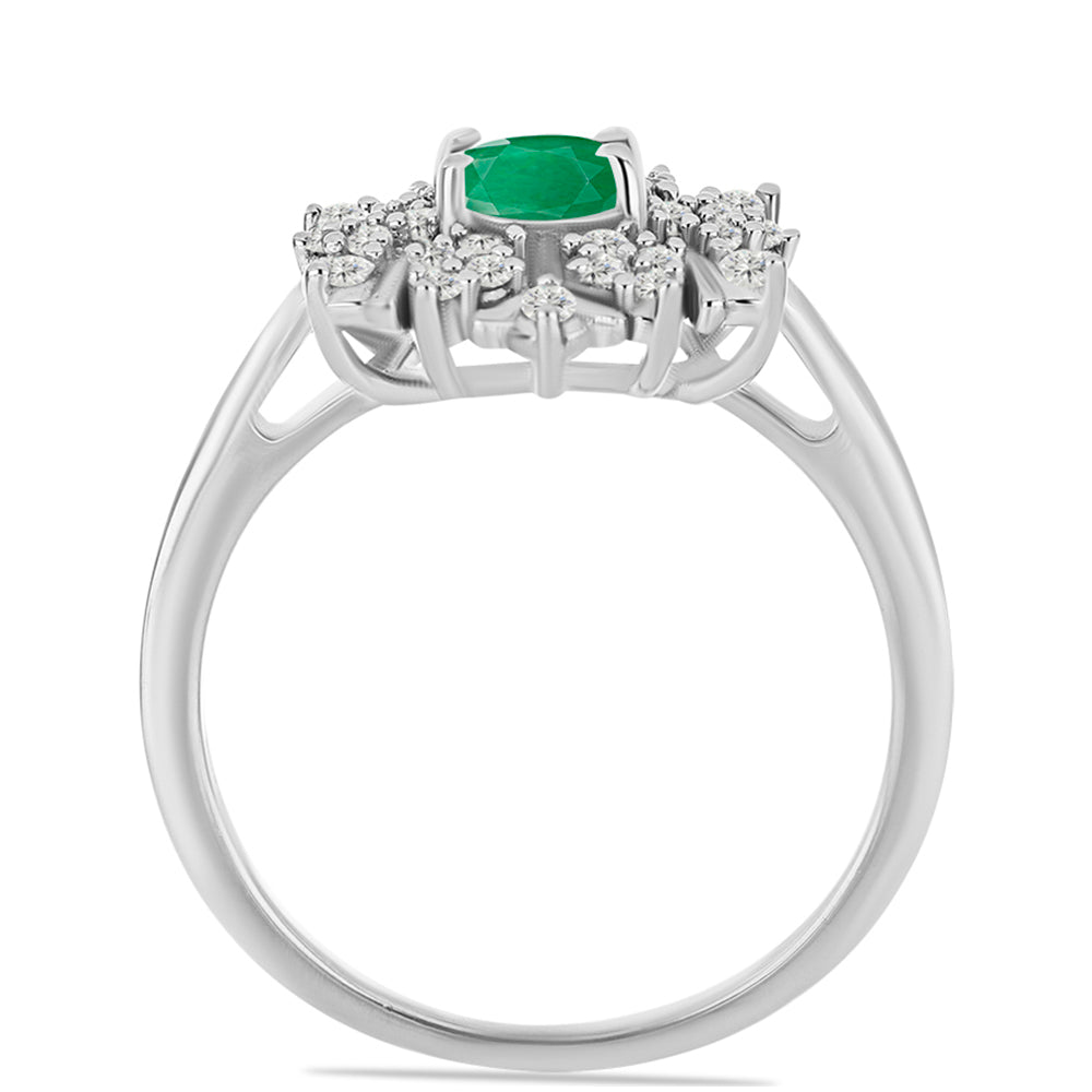 Anillo de Plata con Esmeralda de Brasil y Topacio Blanco 2