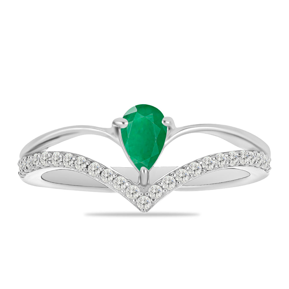Anillo de Plata con Esmeralda de Brasil y Topacio Blanco
