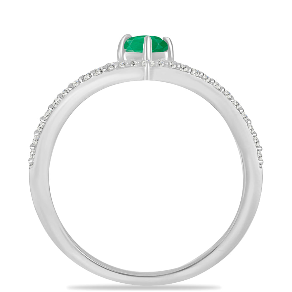 Anillo de Plata con Esmeralda de Brasil y Topacio Blanco