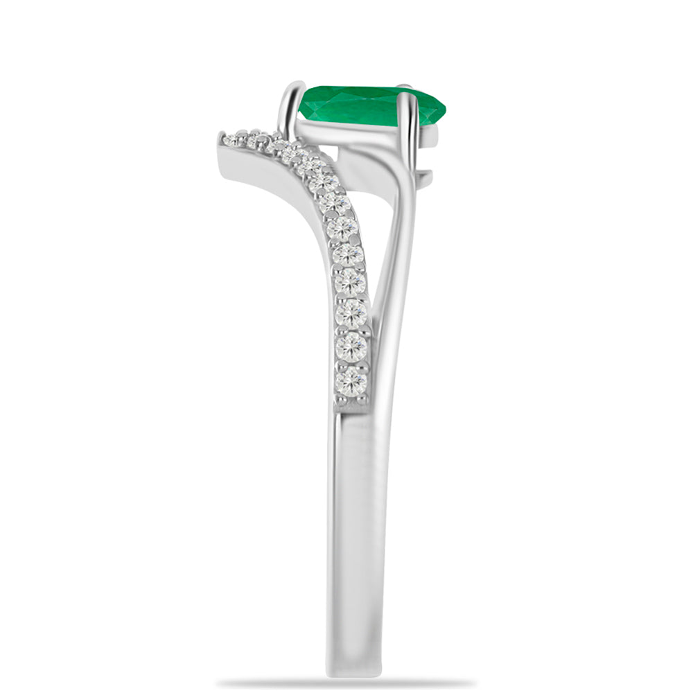 Anillo de Plata con Esmeralda de Brasil y Topacio Blanco