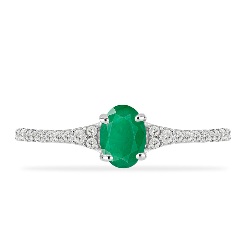 Anillo de Plata con Esmeralda de Brasil y Topacio Blanco
