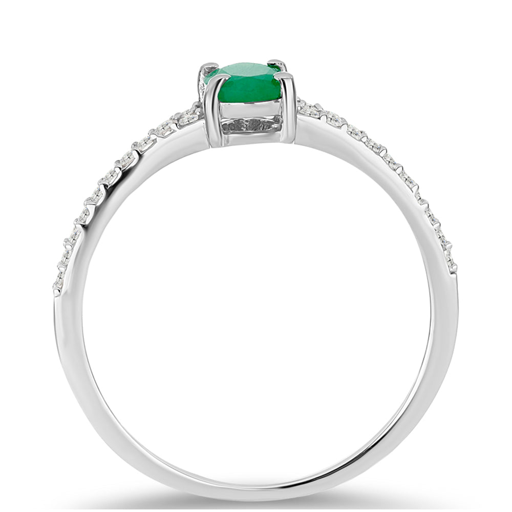 Anillo de Plata con Esmeralda de Brasil y Topacio Blanco 3