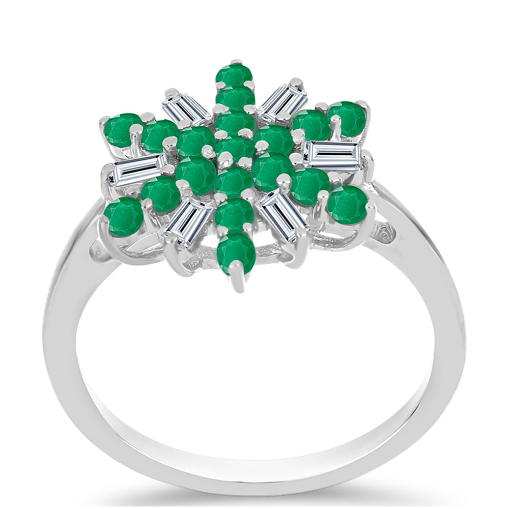 Anillo de Plata con Esmeralda de Brasil y Zircón Blanco 3