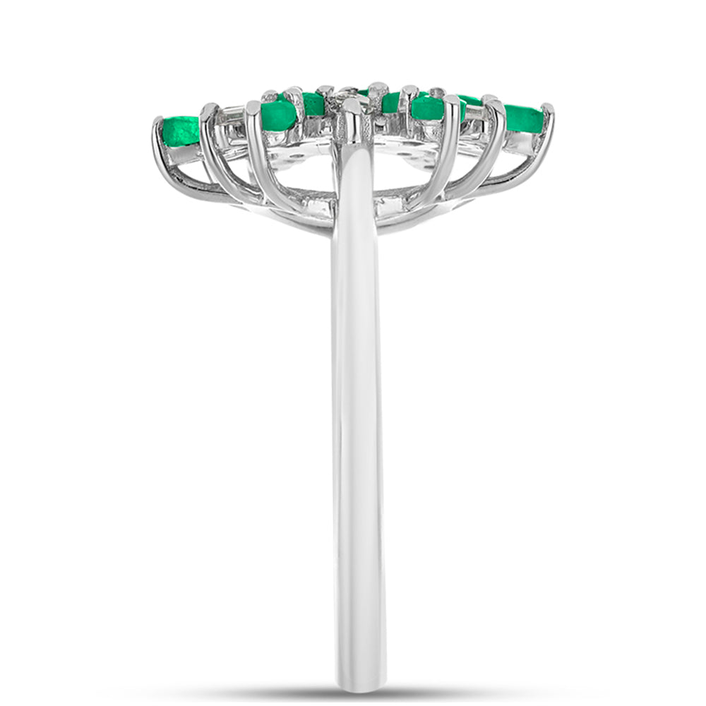 Anillo de Plata con Esmeralda de Brasil y Zircón Blanco 4