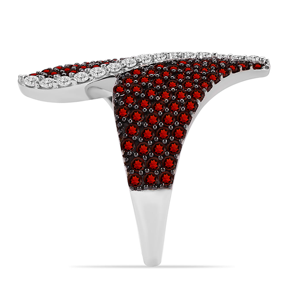 Anillo de Plata con Granate Barton y Topacio Blanco