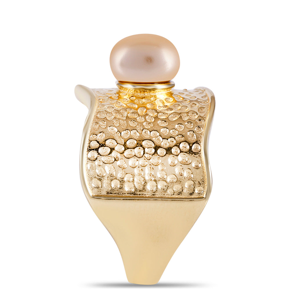 Anillo de Plata Bañada en Oro con Perla Dorada de Agua Dulce