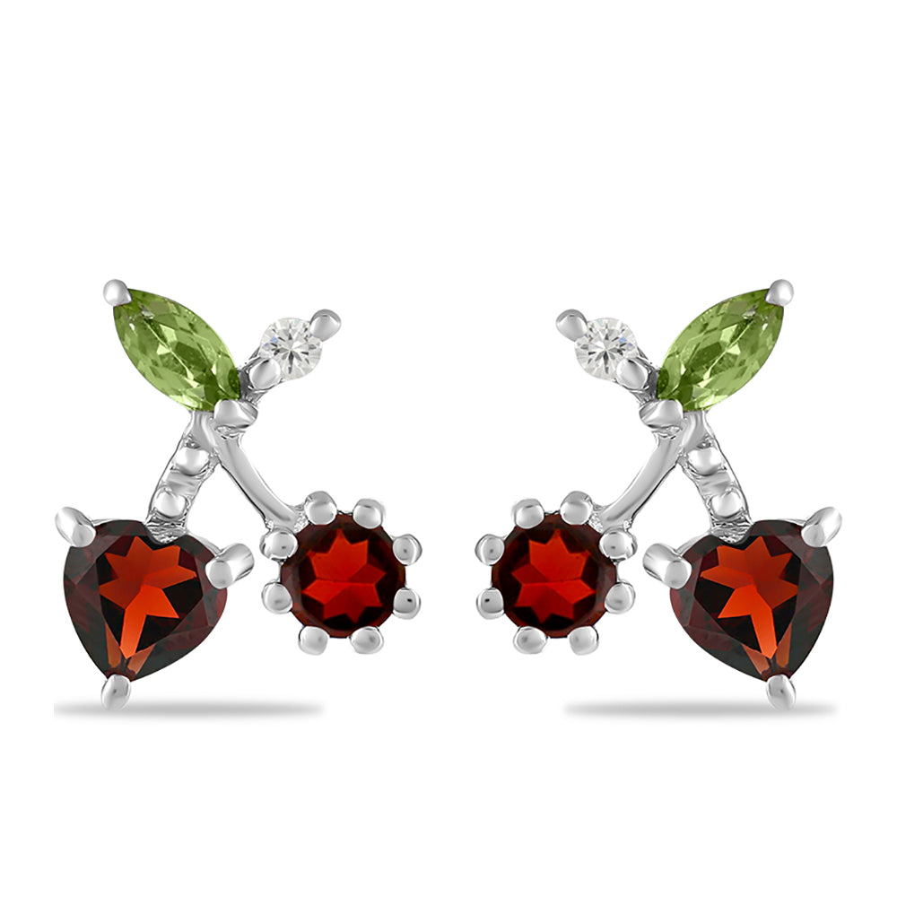 Pendientes de Plata con Granate Barton y Peridoto de Changbai