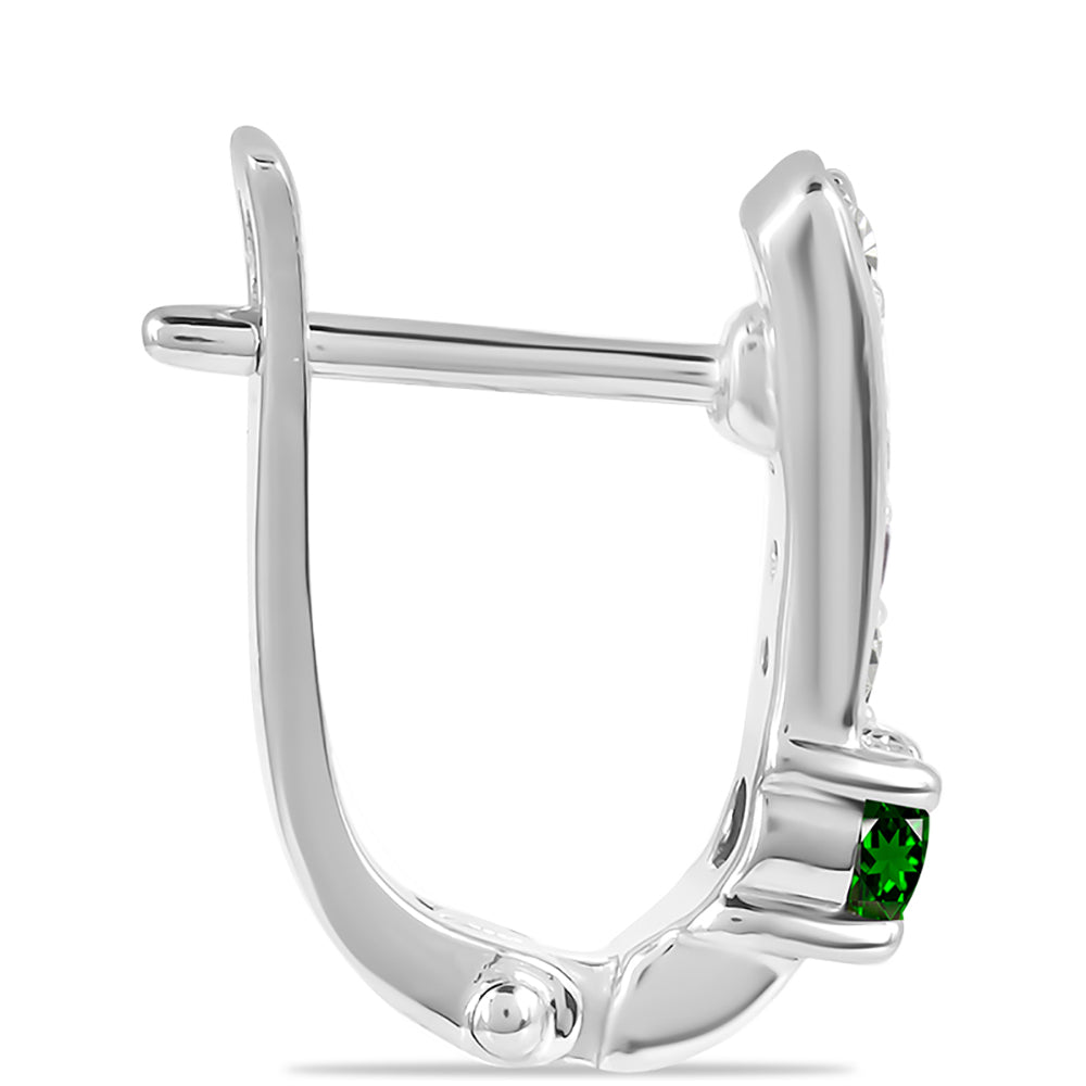 Pendientes de Plata con Diópsido de Cromo y Topacio Blanco