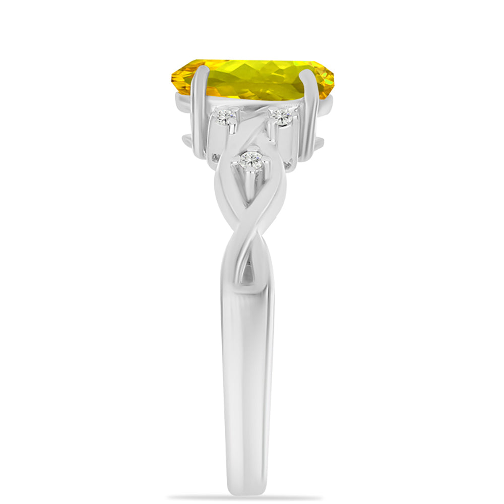 Anillo de Plata con Citrino de los Montes Urales y Topacio Blanco