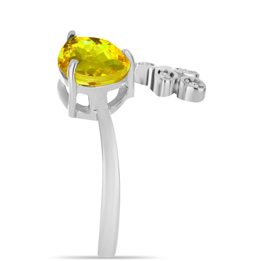 Anillo de Plata con Citrino de los Montes Urales y Topacio Blanco