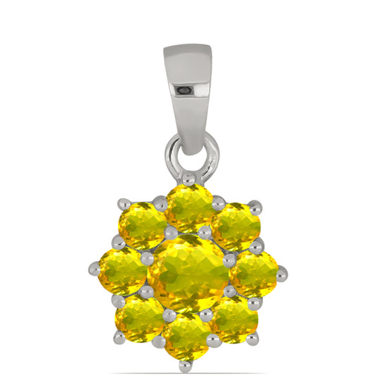 Colgante de Plata con Citrino de los Montes Urales y Topacio Blanco