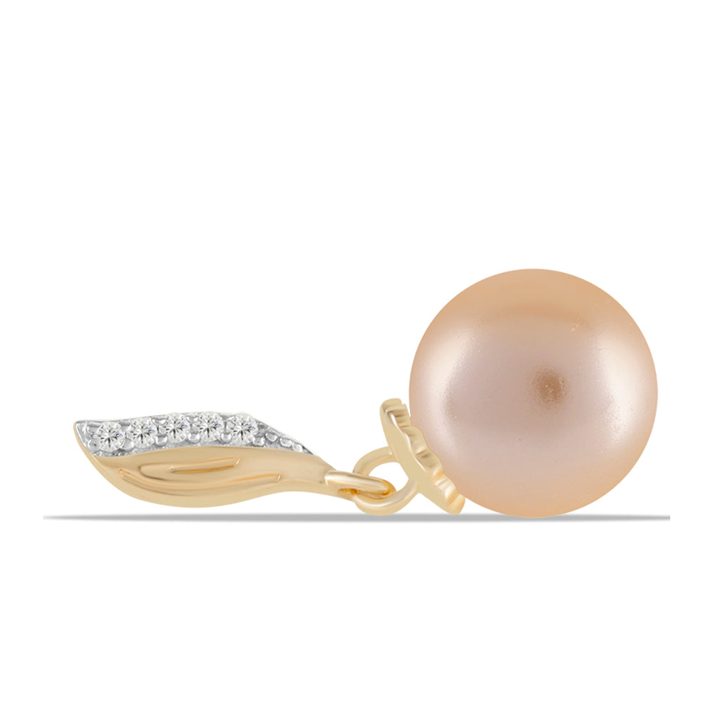 Colgante de Plata Bañada en Oro con Perla Dorada de Agua Dulce y Topacio Blanco