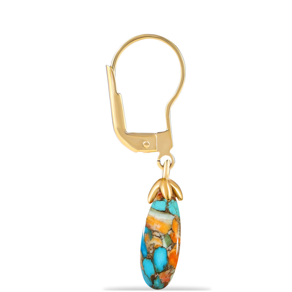 Pendientes de Plata Bañada en Oro con Turquesa Ostra