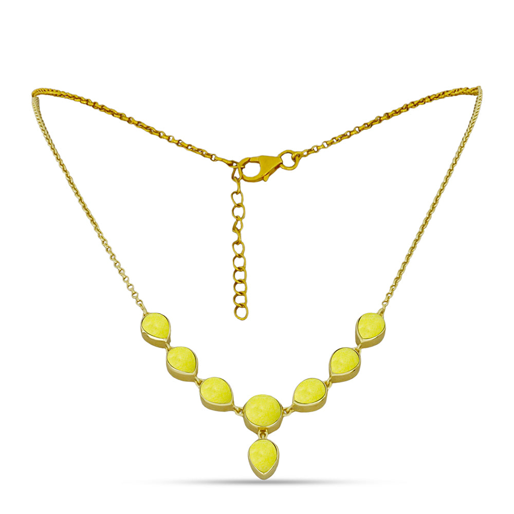 Collar de Plata Bañada en Oro con Serpentina Amarilla