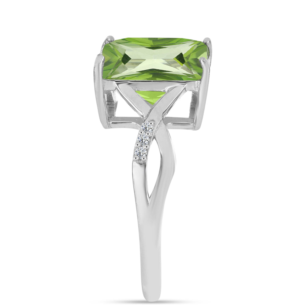 Anillo de Plata con Cuarzo Verde Helecho y Topacio Blanco