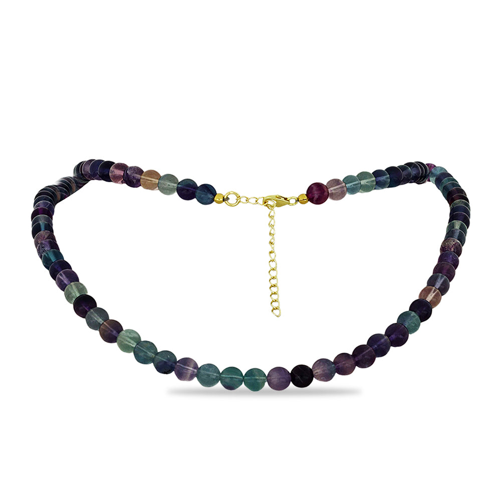 Collar de Plata Bañada en Oro con Fluorita Bicolor