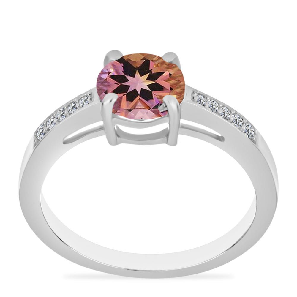 Anillo de Plata con Amatrino de Anahi y Topacio Blanco