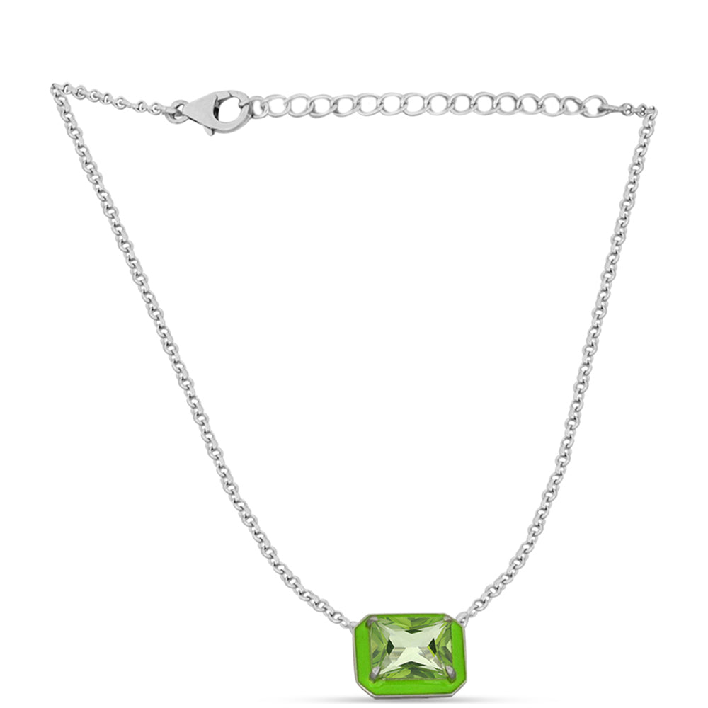 Collar de Plata con Cuarzo Verde Helecho