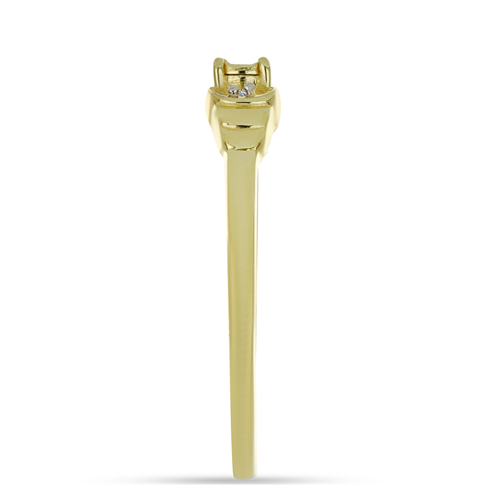 Anillo de Plata Bañada en Oro con Diamante Champagne y Diamante blanco