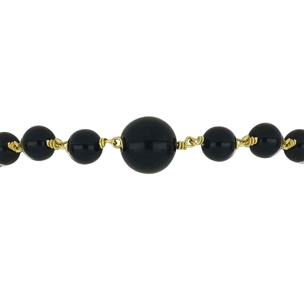 Pulsera de Plata Bañada en Oro con Ónix Negro