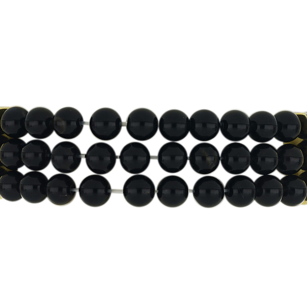 Pulsera de Plata Bañada en Oro con Ónix Negro y Topacio Blanco