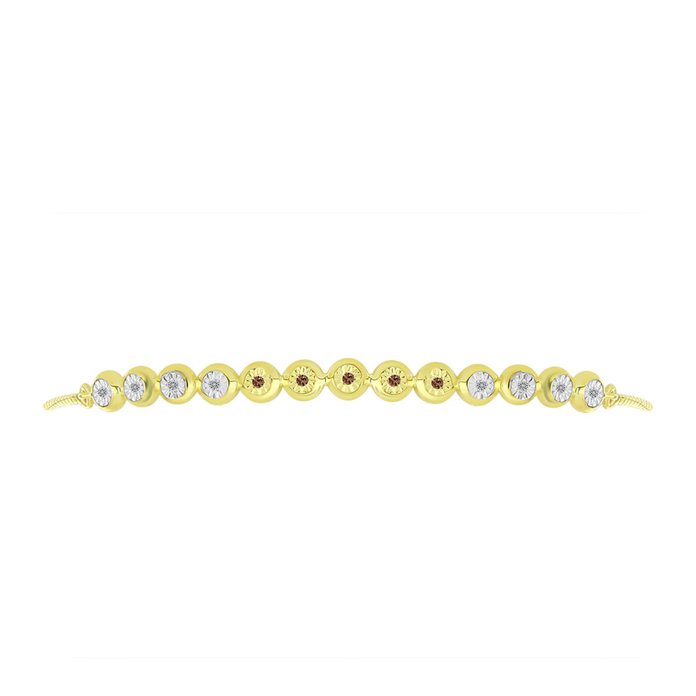 Pulsera de Plata Bañada en Oro con Diamante Champagne y Diamante blanco
