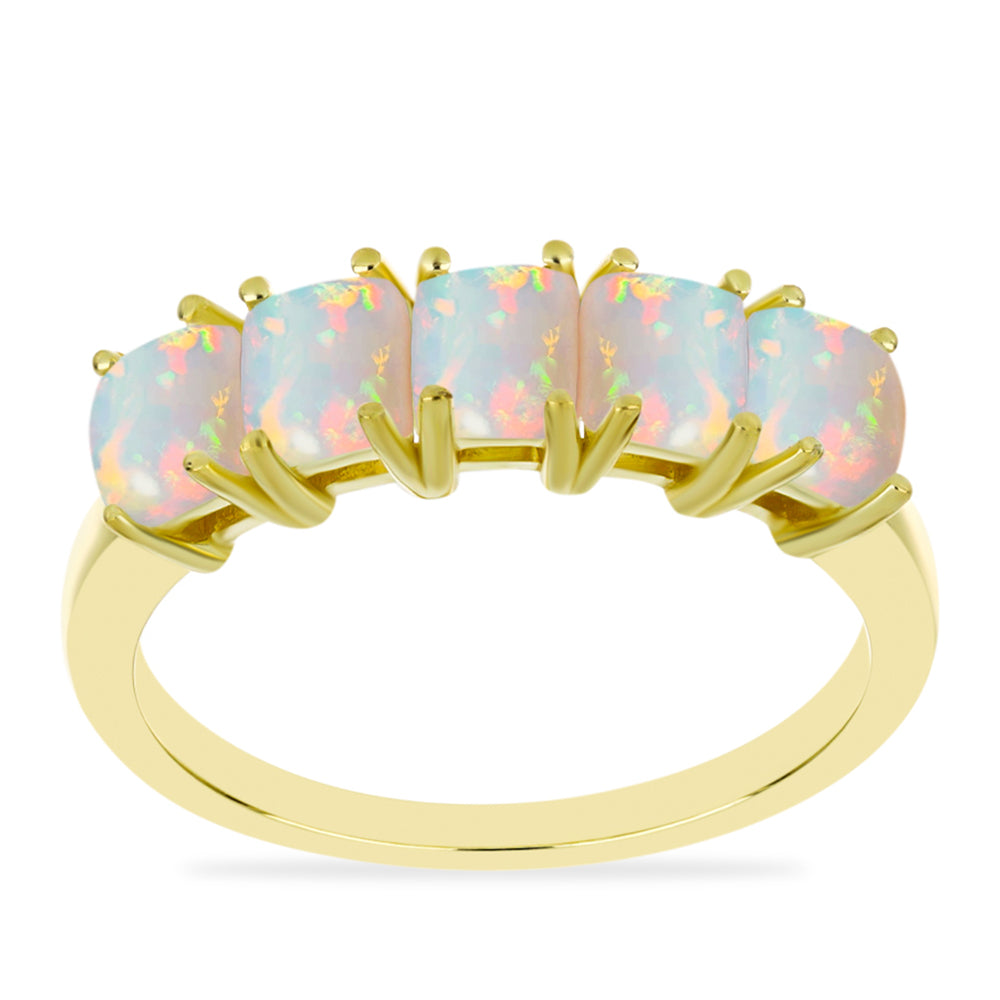 Anillo de Plata Bañada en Oro con Ópalo Welo