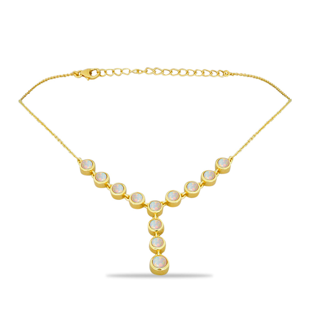 Collar de Plata Bañada en Oro con Ópalo Welo