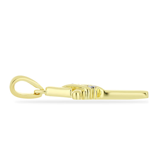 Cruz Colgante de Plata Bañada en Oro con Diamante Champagne y Diamante blanco