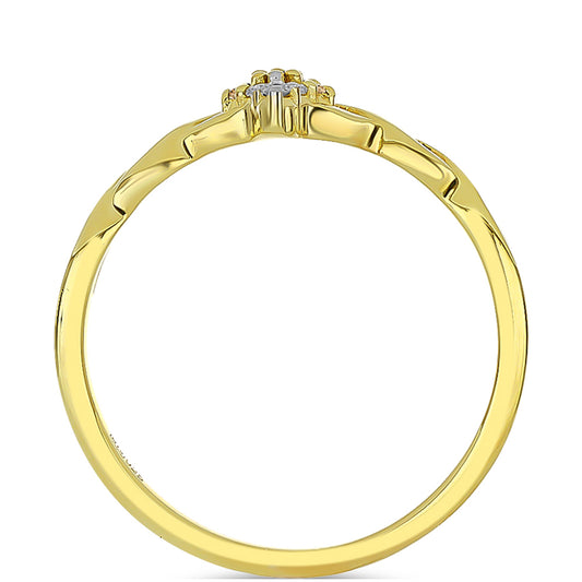 Anillo de Plata Bañada en Oro con Diamante Champagne y Diamante blanco