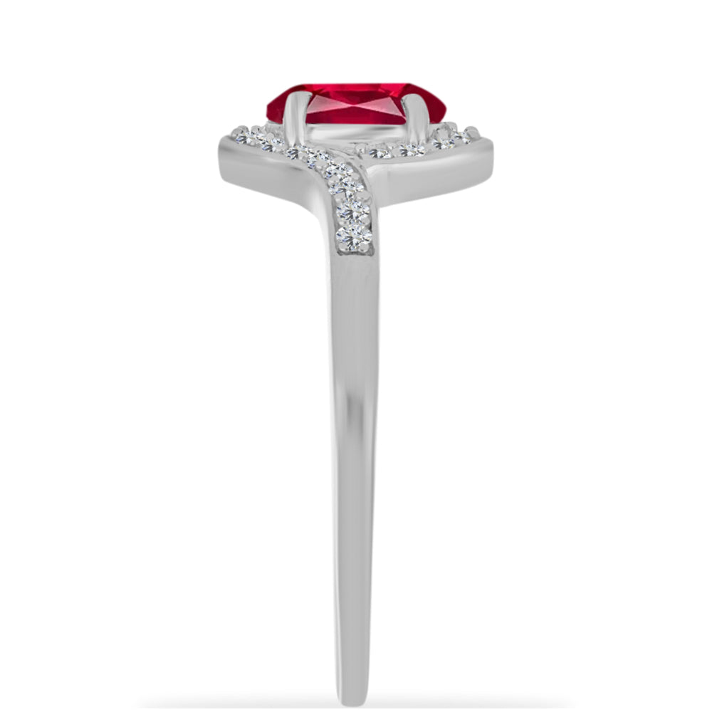 Anillo de Plata con Rubí de Madagascar y Diamante blanco