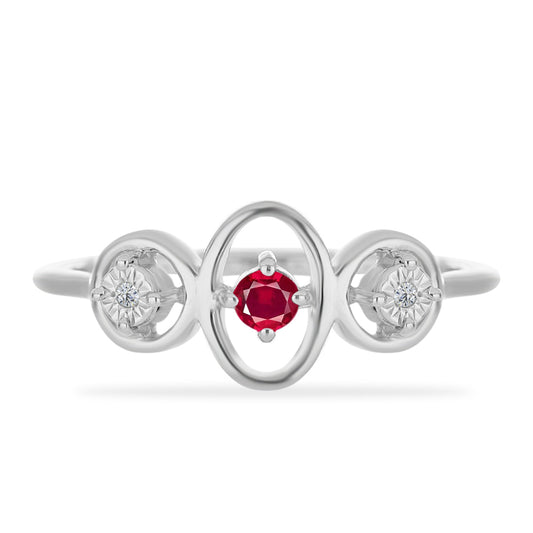 Anillo de Plata con Rubí de Madagascar y Diamante blanco