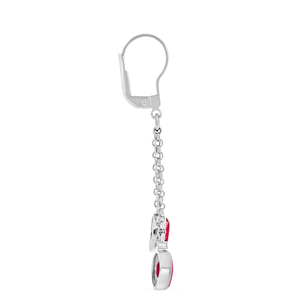 Pendientes de Plata con Rubí de Madagascar y Diamante blanco