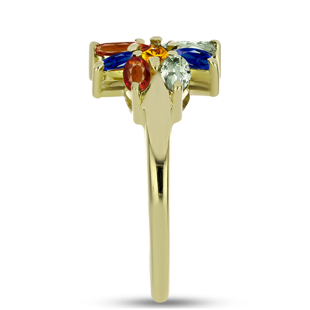Anillo de Plata Bañada en Oro con Zafiro Arco Iris Rosebery
