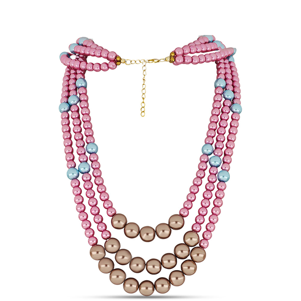 Collar de Plata Bañada en Oro con Perla Azul de Agua dulce y Perla rosa de río