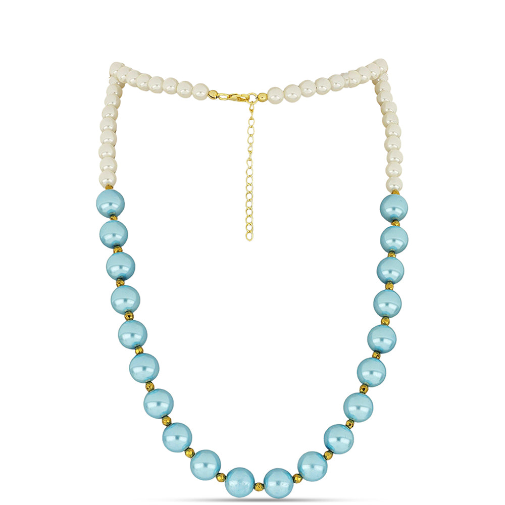 Collar de Plata Bañada en Oro con Perla de Agua Dulce y Perla Azul de Agua dulce