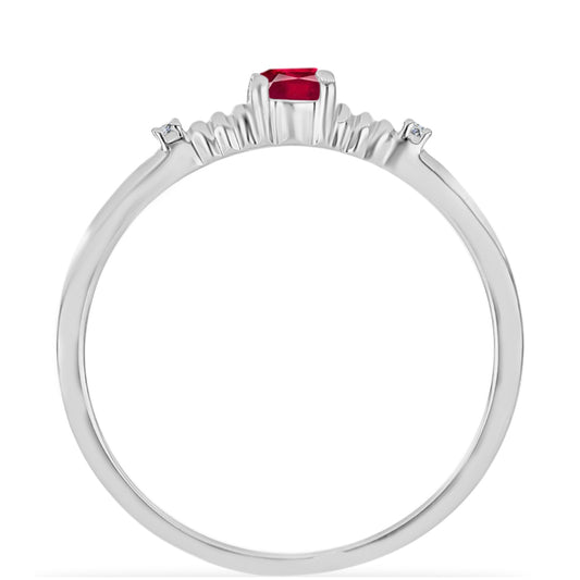 Anillo de Plata con Rubí de Madagascar y Diamante blanco