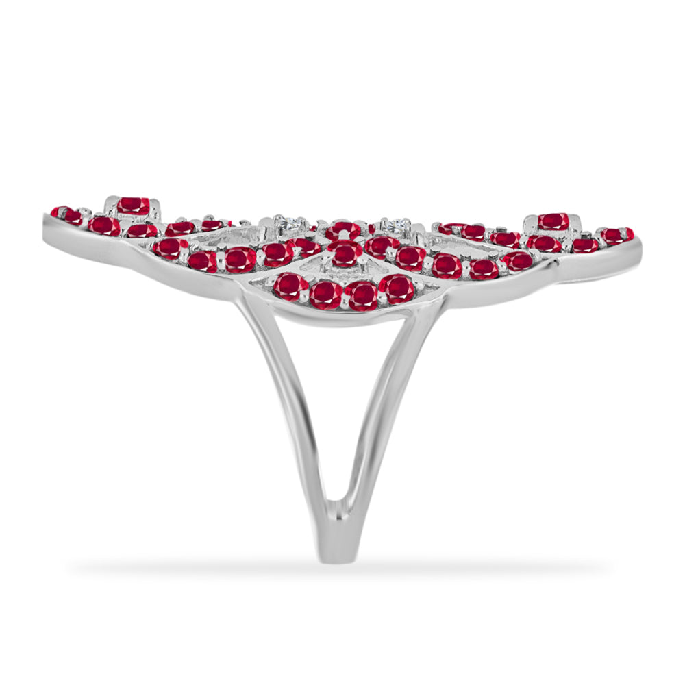 Anillo de Plata con Rubí de Madagascar y Diamante blanco