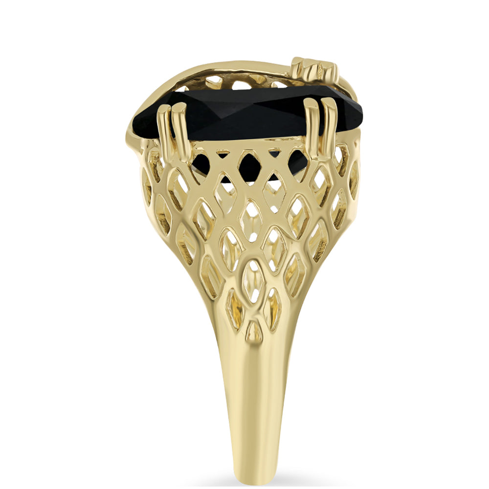 Anillo de Plata Bañada en Oro con Ónix negro de Suwar