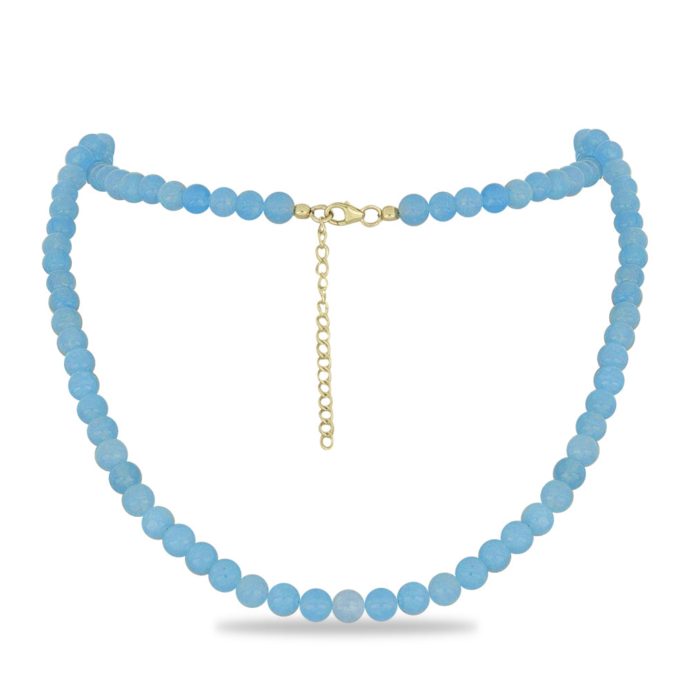 Collar de Plata Bañada en Oro con Calcedonia Aqua