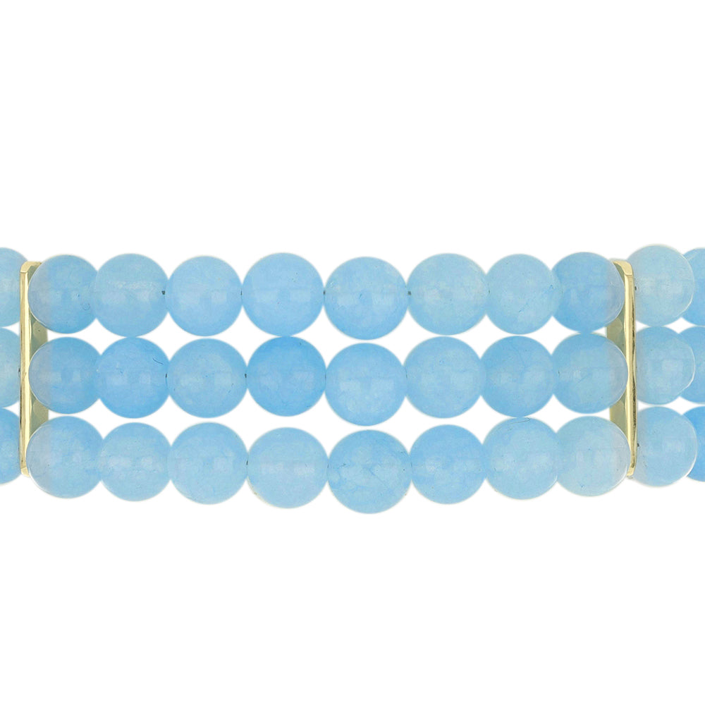 Pulsera de Plata Bañada en Oro con Calcedonia Aqua