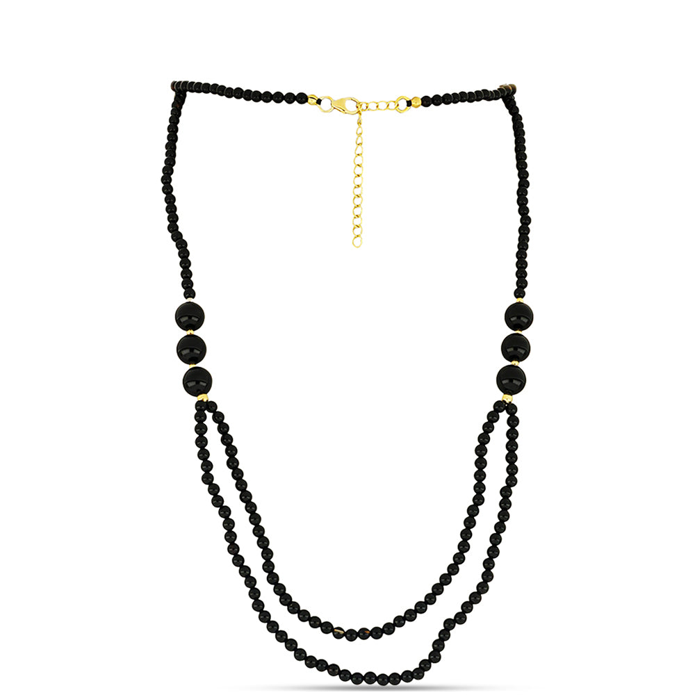 Collar de Plata Bañada en Oro con Ónix negro de Suwar