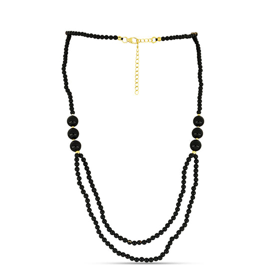 Collar de Plata Bañada en Oro con Ónix negro de Suwar