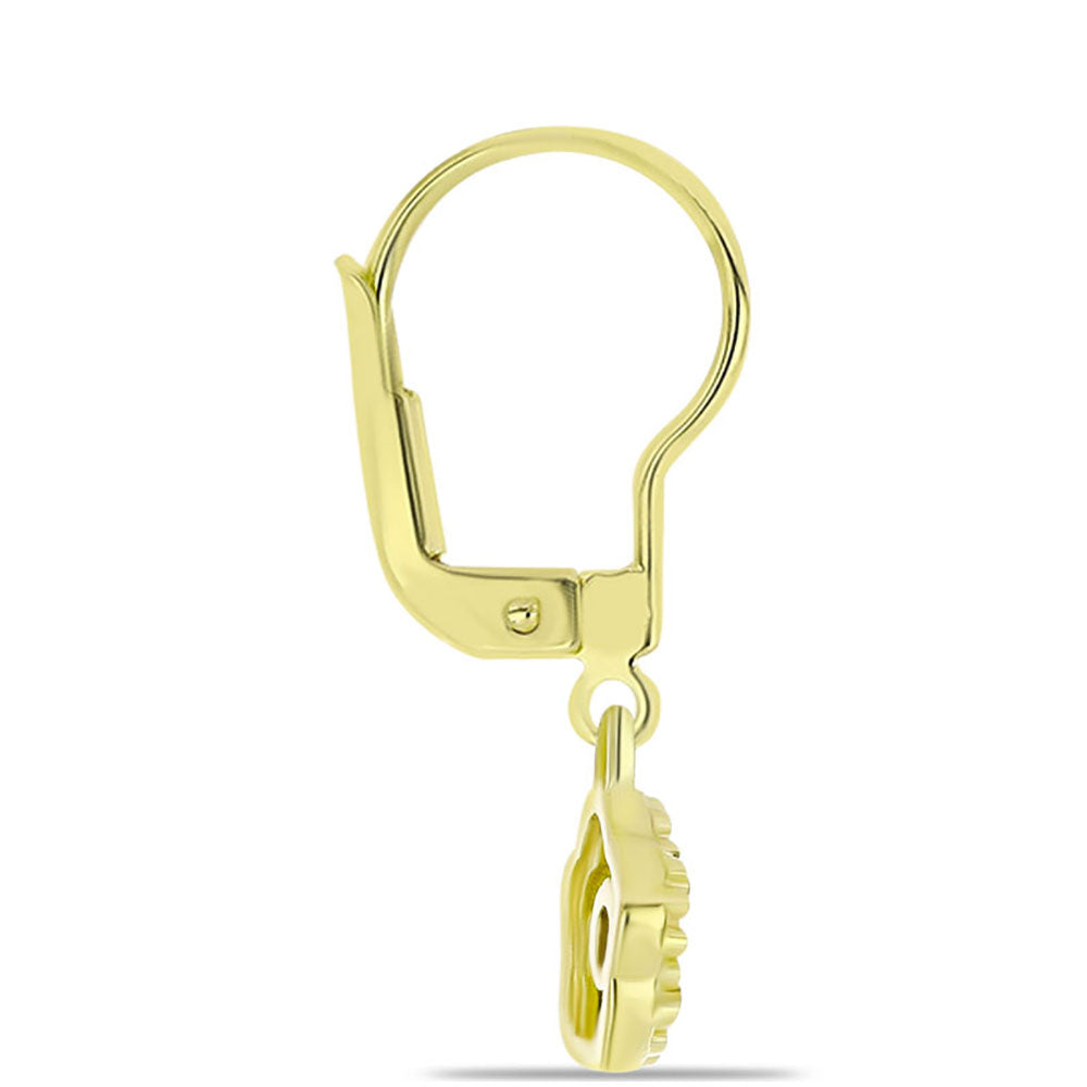 Pendientes de Plata Bañada en Oro con Diamante Azul