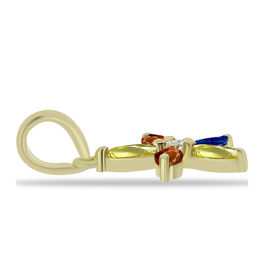 Colgante de Plata Bañada en Oro con Zafiro Arco Iris Rosebery y Topacio Blanco