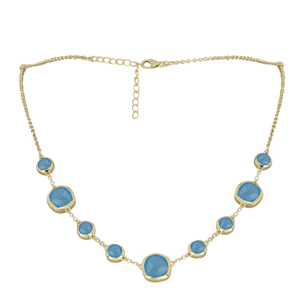 Collar de Plata Bañada en Oro con Calcedonia Aqua